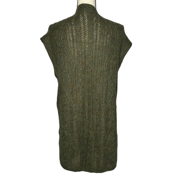 Peruvian Connection Marled Green Baby Alpaca And Cotton Sleeveless Cardigan - Picture 2 of 15